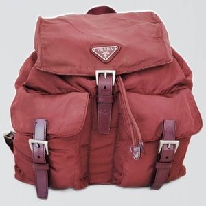 PRADA Twin Pocket Backpack Vela Small Rosso Wine Nylon Messenger Bag